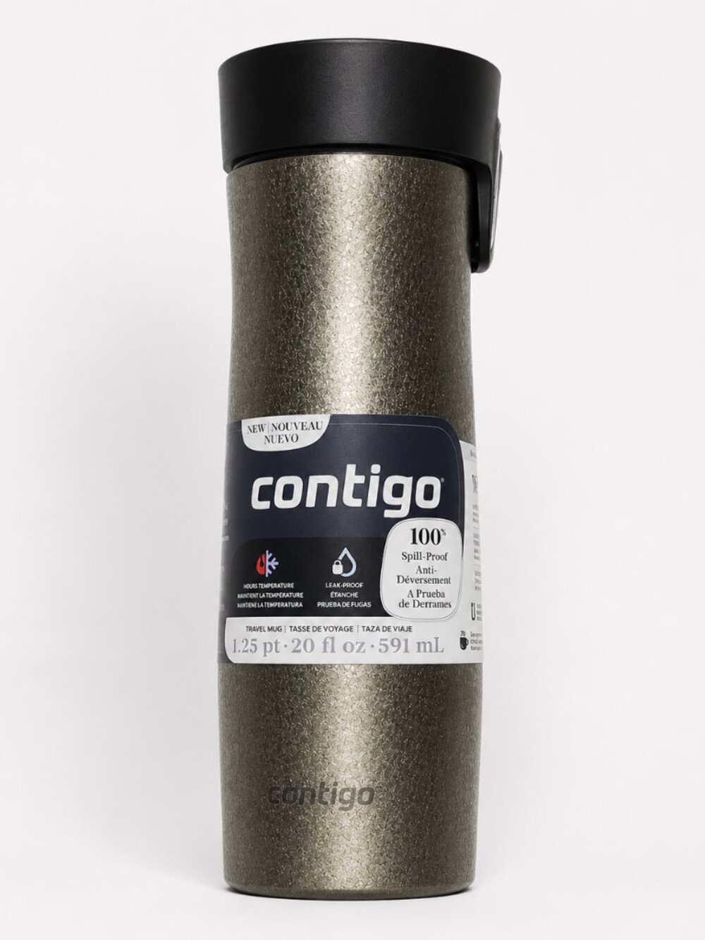 CONTIGO Travel Mug 20 oz AUTOSEAL WEST LOOP 3 STAINLESS Frosty Crystal Gold